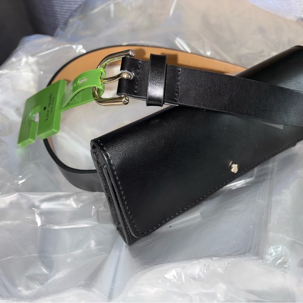 🔥NEW🔥 Kate Spade New York Black Leather Gold Logo Belt Bag Size L/XL NWT - Picture 10 of 12